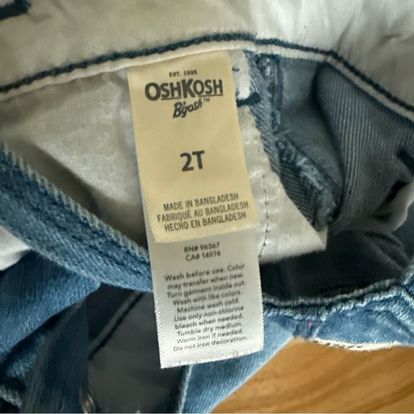 Girls OshKosh Denim Bib Overall Skirt Size 2T Embroidered Dress - Picture 7 of 9